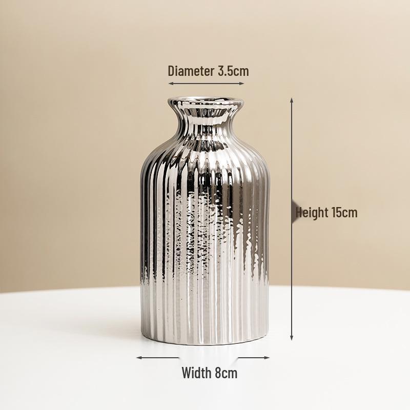Jarrón de Cerámica Electrochapado en Oro - Estilo Nórdico para Decoración Moderna del Hogar