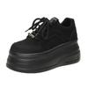 Mote 8CM Dame Lær Sneakers Høst Vår Brun Fritidssko Chunky Sneakers Høy Plattform Sport Skateboard Sko Kvinne