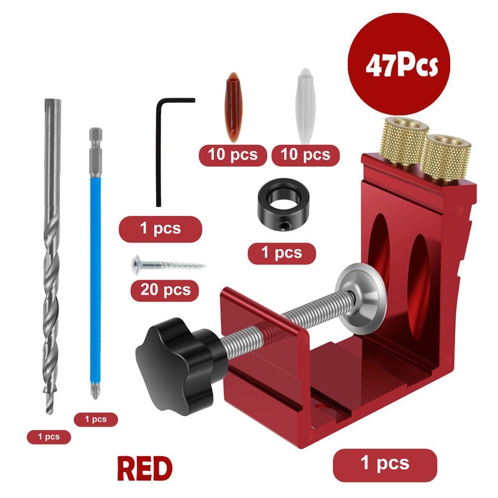 Adjustable Pocket Hole Jig Inclined Hole 15 Degree Angle Woodworking Guides Pocket Dowel Drill Punch Drill Guide Kit