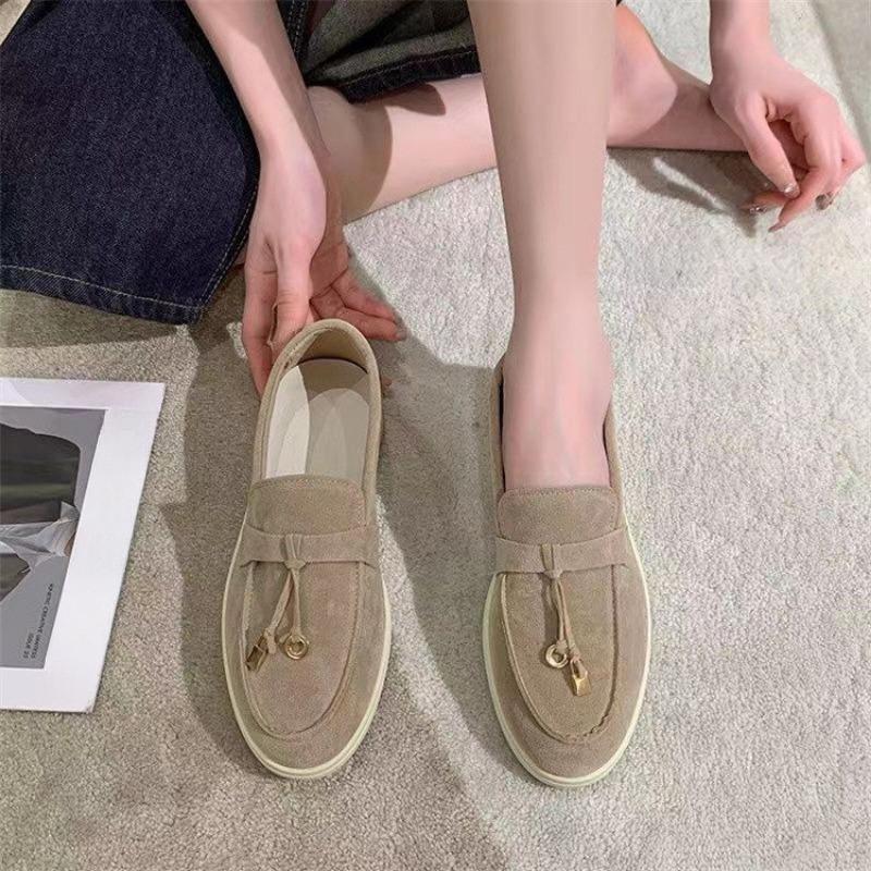 

Замшевые туфли на плоской подошве большого размера с низким верхом для женщин, с мягкой подошвой и легкой однотонной подошвой, подходят для ношения на подошве 35 хаки