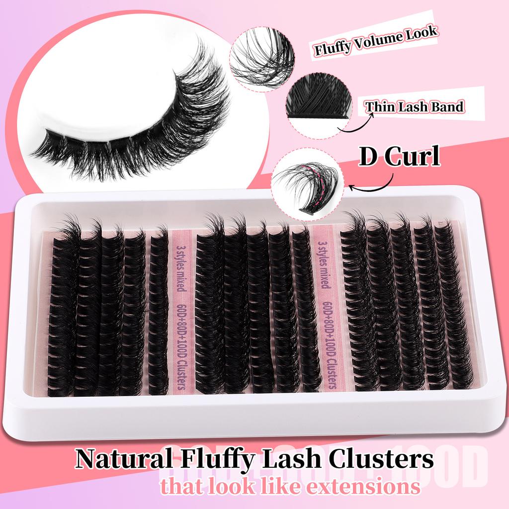 270 Clusters 60D80D100D Thick False Eyelash Set Natural Diy Segmented Single Cluster Eyelashes