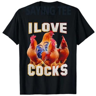 Chicken I Love Cocks T-Shirt Humor Funny Farmer Life Graphic Outfit Yes I Talk To Chickens Saying Tee Novelty Gift Short Sleeve
