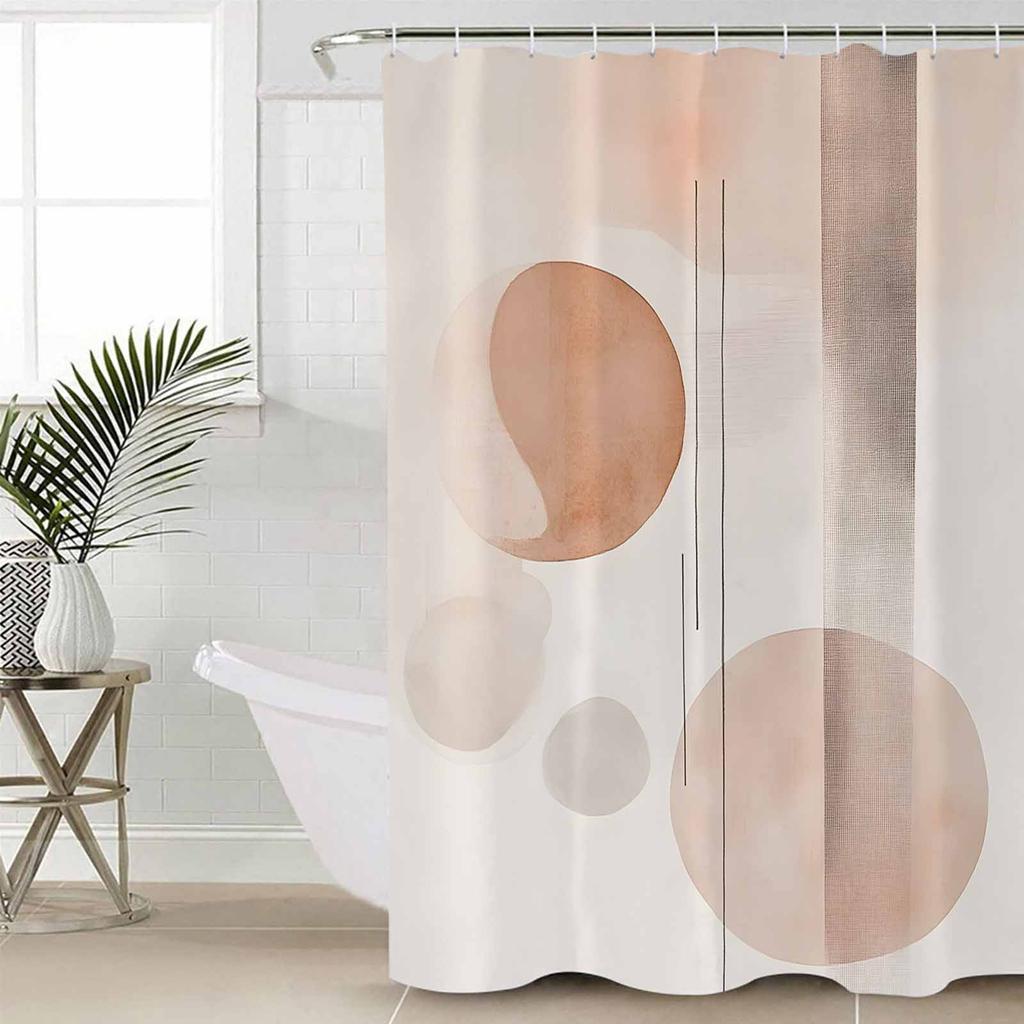 Minimalist Bohemian Color Block Shower Curtains Waterproof Bath Curtains Home Decor Modern Luxury Bathroom Curtain