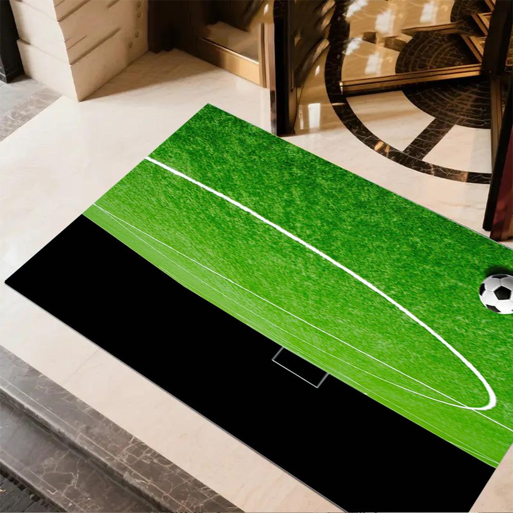 Soccer Field Ball Floor Rug Office Rug Perfect for Decorate Room Outdoor Dining Room Dormitory Antislip Carpet Office Home Decor Gift for Festivals