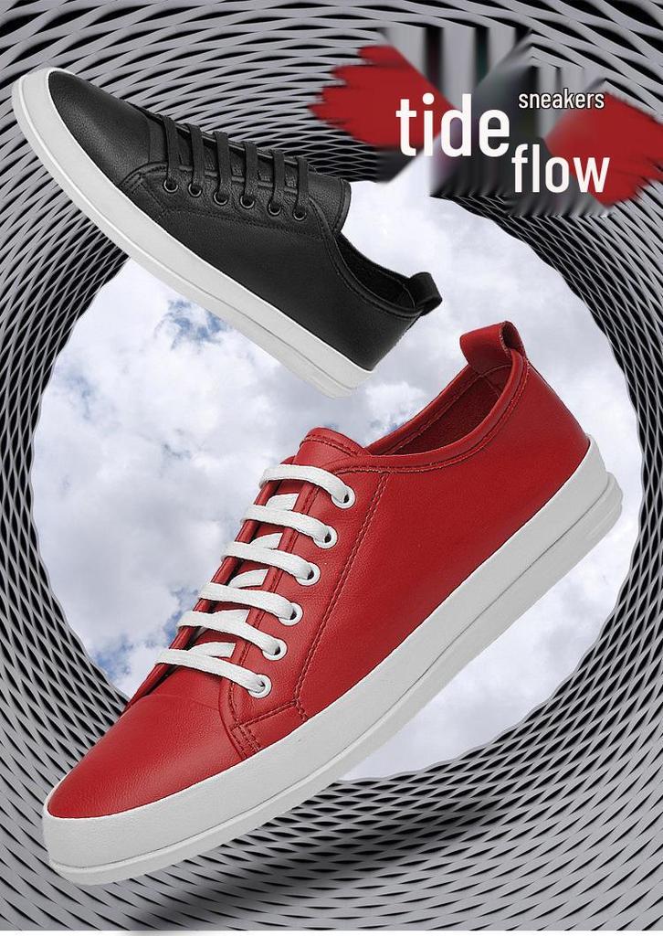 2024 Spring Men's Trendy Genuine Leather Breathable Lace-up Casual Sneakers, Large Size Available
