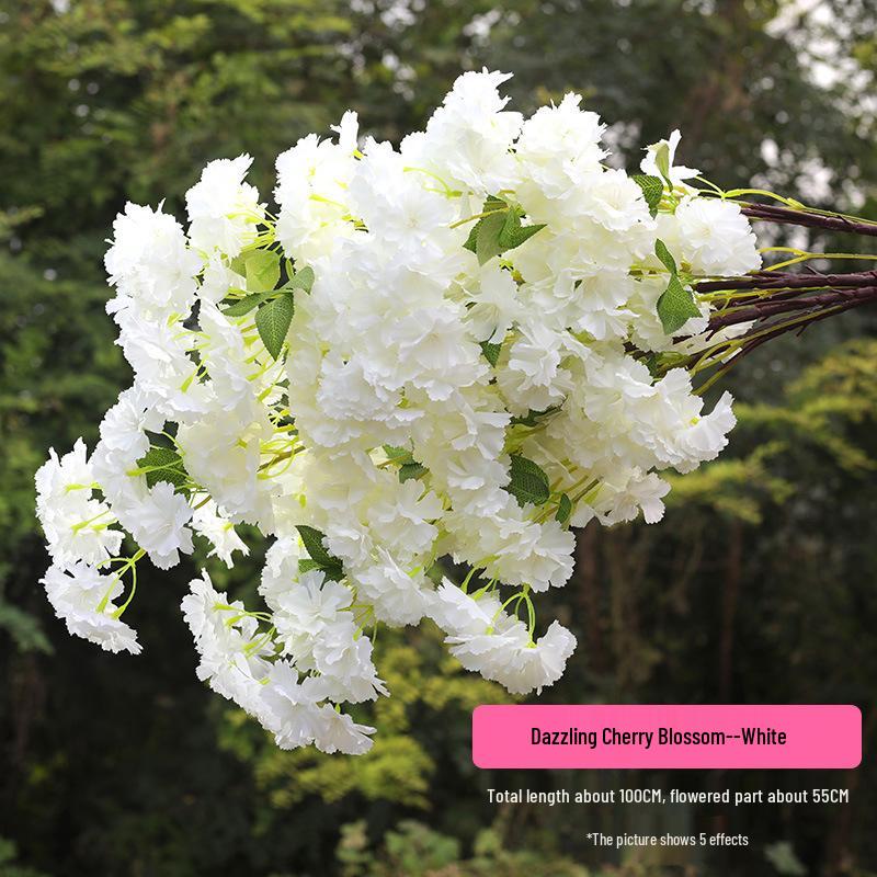 Silk Cherry Blossom Branch Artificial Vine: Floral Decoration for Weddings and Indoor Spaces