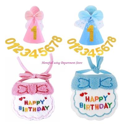 3 STUKS Honden Katten Verjaardagsfeest Hoed Slabbetje Accessoires Elegant Comfortabel Ontwerp Foto Props Outfit Voor Viering