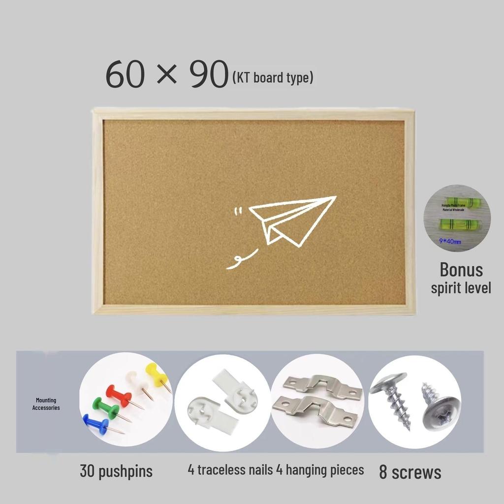 Pine Wood Frame Cork Bulletin Board for Photo Display and Kindergarten Decor