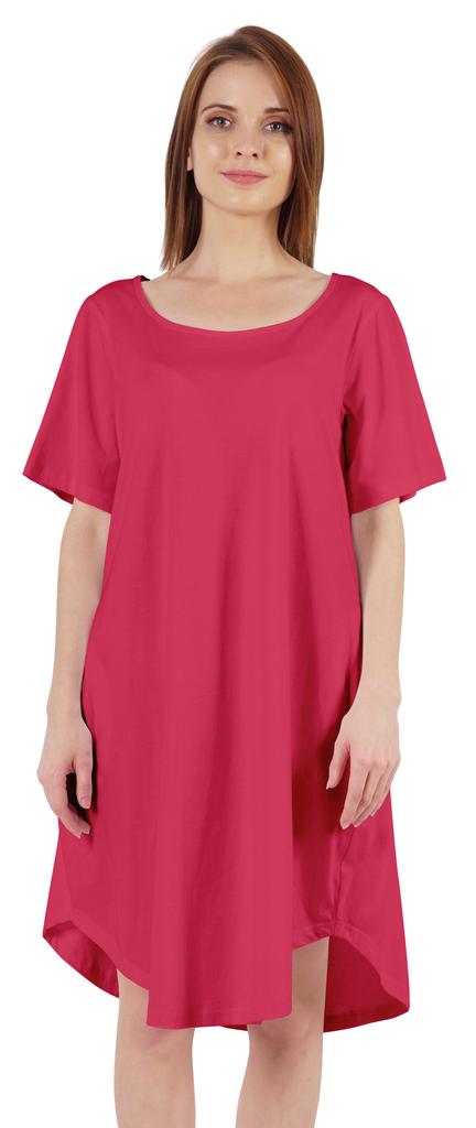 Inkmeso Noční košile pro ženy s krátkým rukávem W Noční košile s kulatým výstřihem Jersey tunika