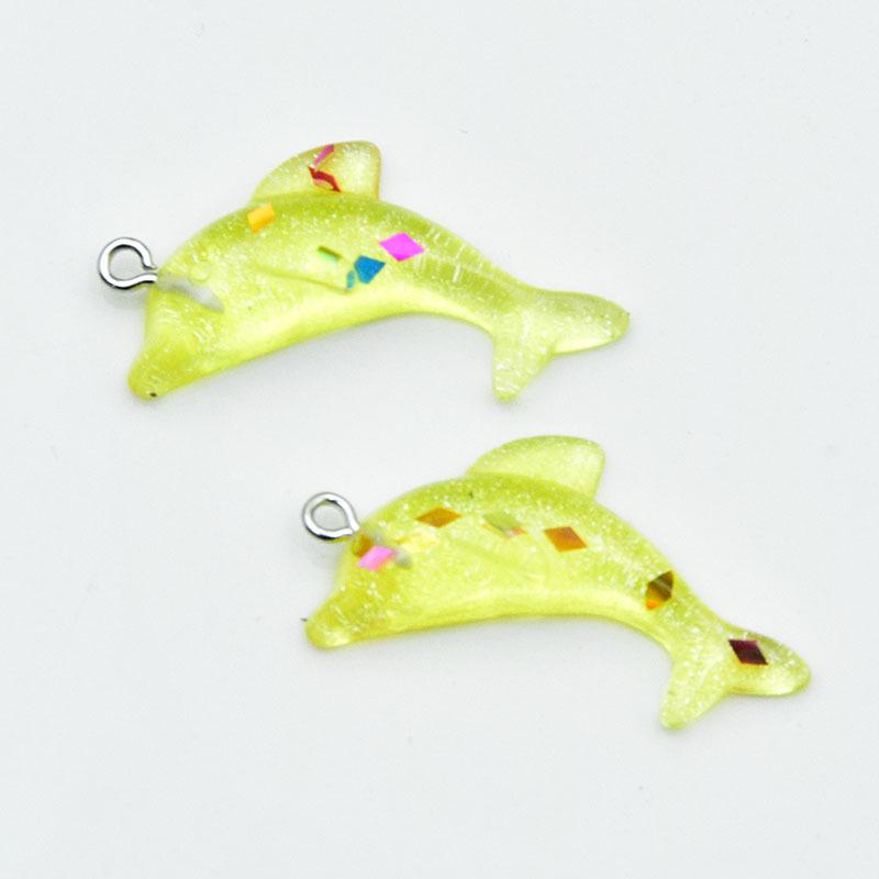 Ocean Series Resin Dolphin & Whale Keychain Pendant жёлтый