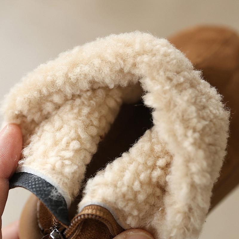 French Retro Korean Style Fleece Lined Warm Ankle Boots For Kids Boys Girls