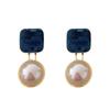 Fashion Geometric Red Enamel Clip On Earrings for Women Female Statement Vintage Fake Without Hole Pearl Earring Jewelry Gift