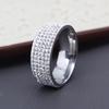 Five-row Diamond Titanium Steel Ring Women, Popular Diamond Ring Fashion Couple Diamond Ring Hand Jewelry