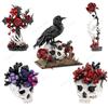 Skull Roses Bouquet Building Blocks Gothic Crow Flowers Bricks Model Cross Assembly Toys For Home Decor Creative Gift For Adult