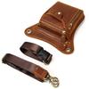 Men's Retro Genuine Leather Waist Bag, Crazy Horse Leather Leg Bag, Casual Mobile Phone Baotou Layer Leather Small Hanging Bag