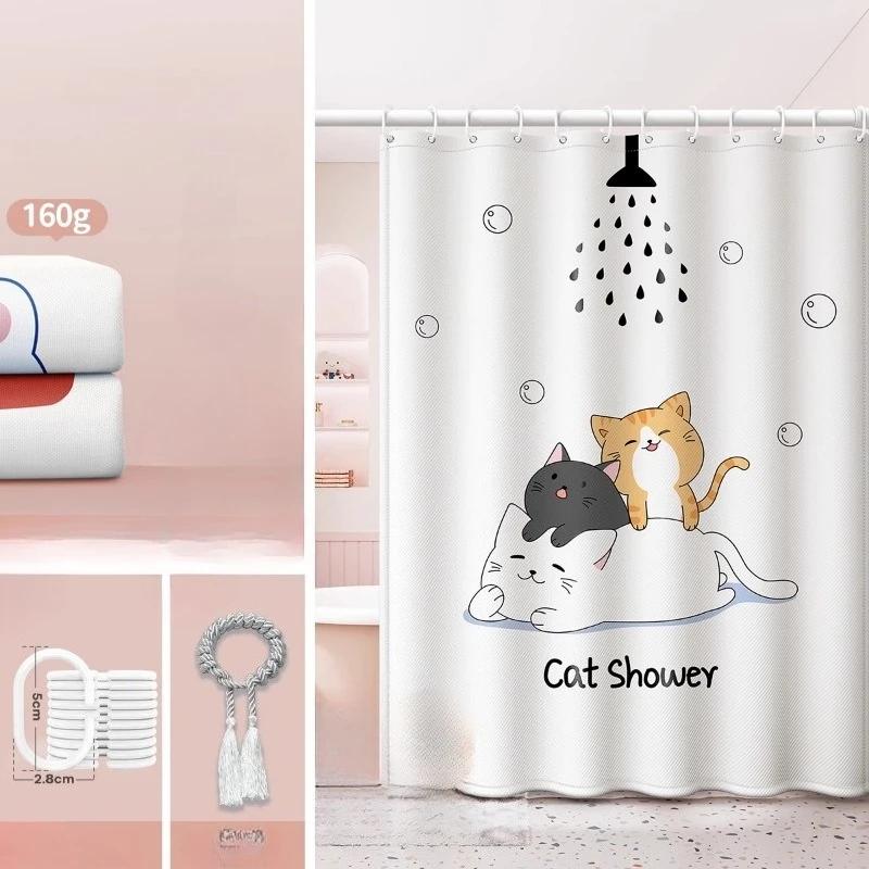 Cartoon Bathroom Curtains for Living Room Home Decor Blackout Curtains Living Room Bedroom Balcony Screen Dustproof