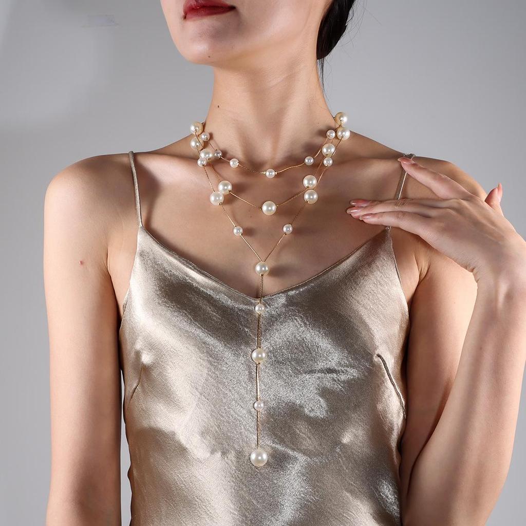 Vintage French Tassel Pearl Necklace for Women - Elegant Fashion NK25760