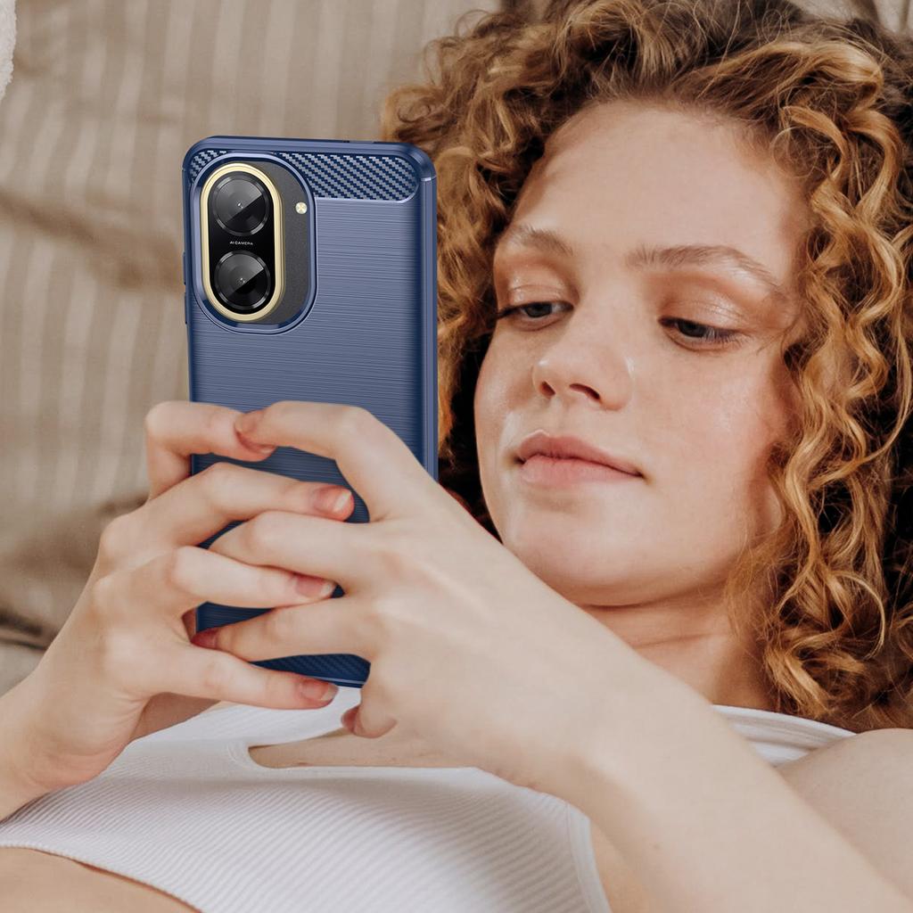 For Xiaomi Poco C71 4G Case Protective Phone Cover Carbon Fiber Texture Brushed