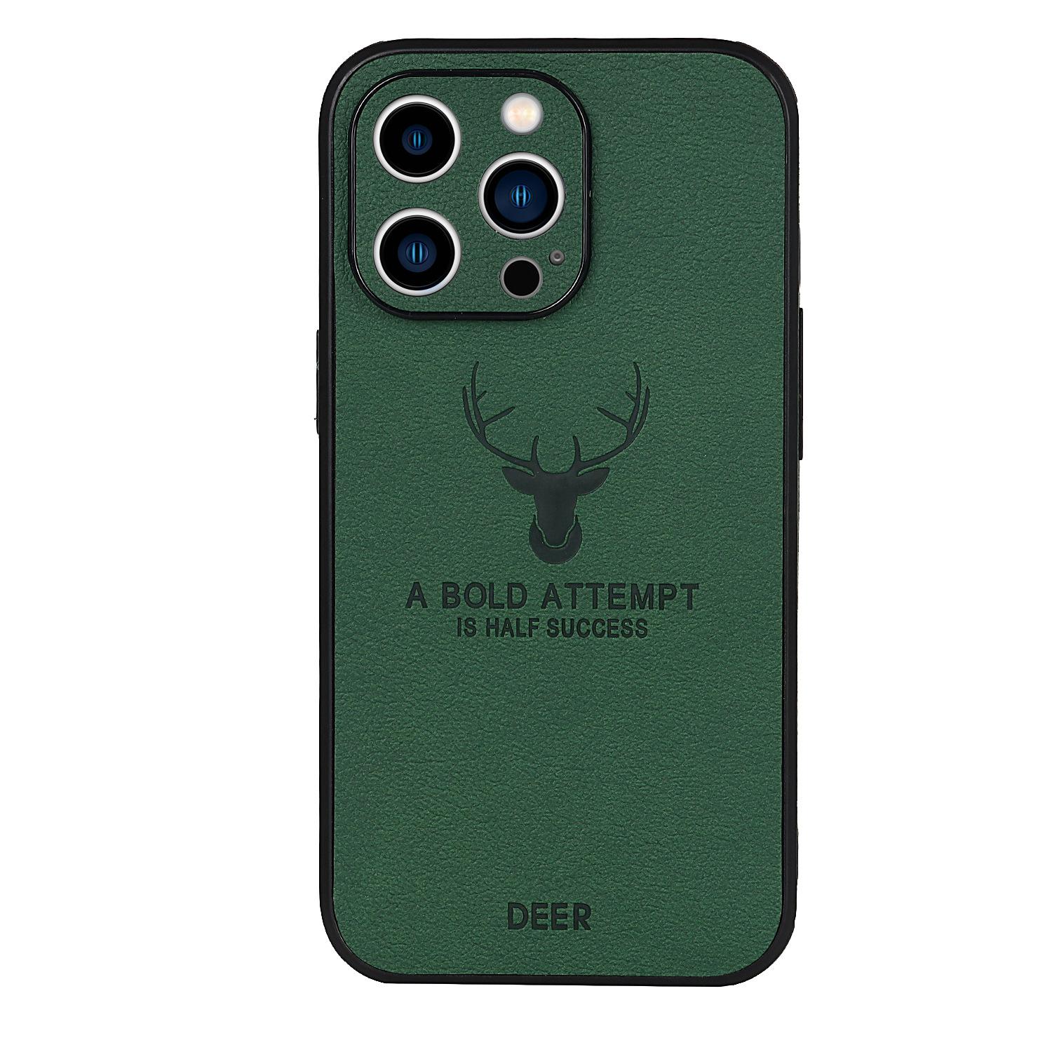 DEER Hülle für iPhone 14 13 12 11 Pro Max Plus Mini X XR XS Luxus Lederstruktur Quadratischer Rahmen Silikon Stoßfänger Stoßfeste Abdeckung for iPhone X XS grün