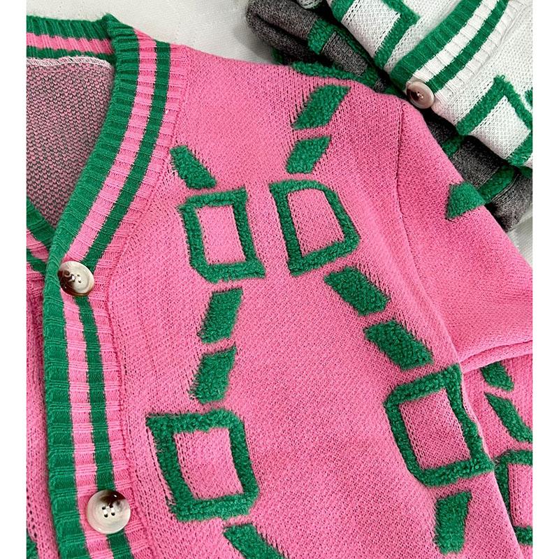 Embroidered Knit Cardigan Women's Loose Sweater V-neck Long Sleeved Single Breasted Buckle Thick Coat Warm Comfortable Casual Commuting Autumn Winter