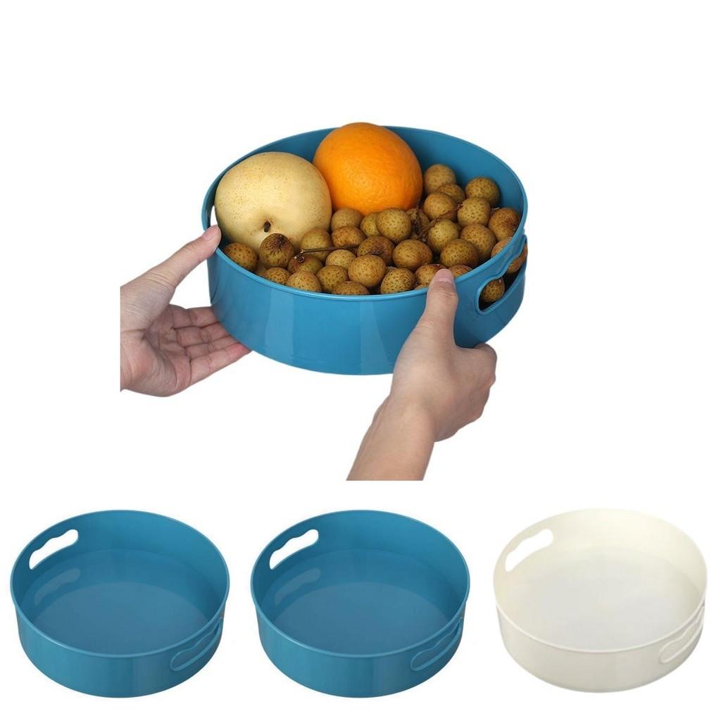 Space-saving Rotating Kitchen Storage Box With Elegant White And Blue Colors For Countertops