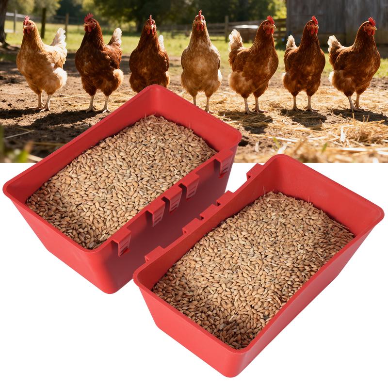 2Pcs Poultry Hangable Feeder Trough Chicken Feeding Cup Bird Chick Feeding Bowl Slot Container  Poultry Duck Goose Feeding Box
