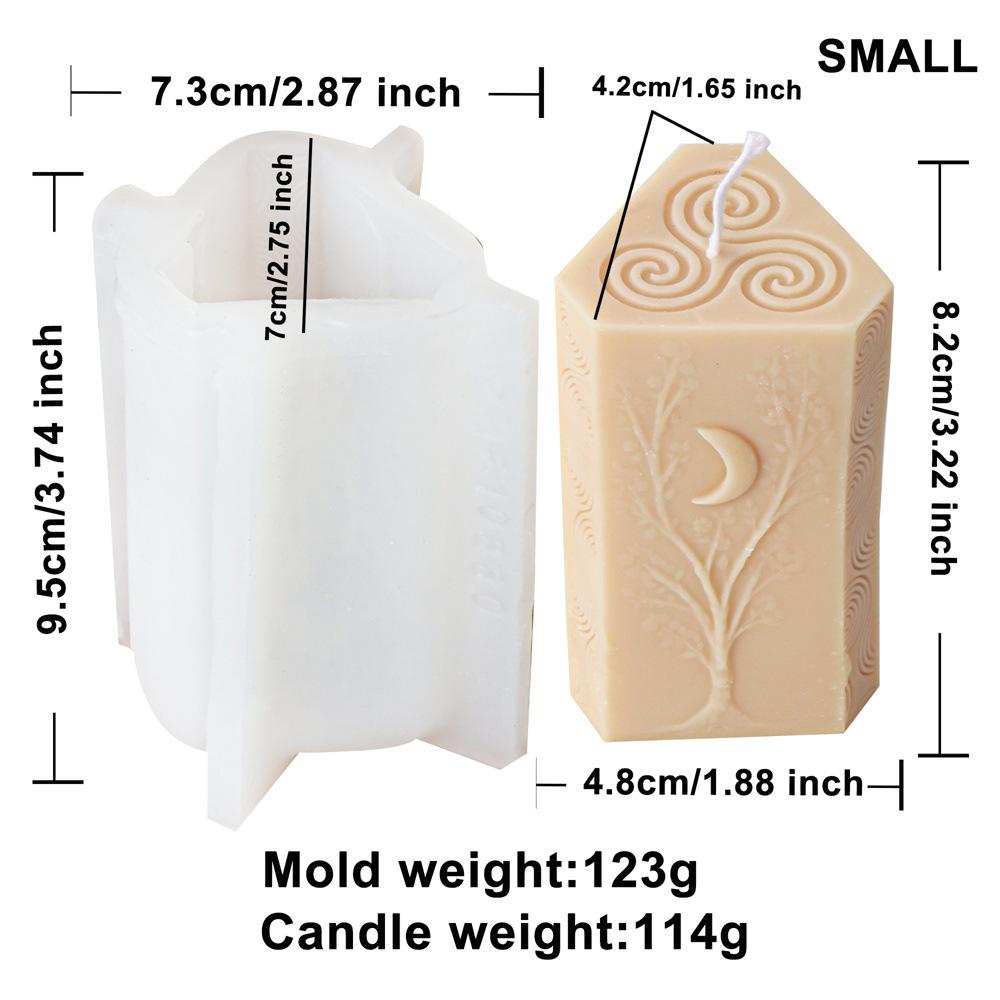 Stjärnbild Måne Sol Triangel Pelare Ljus Silikonform Äppelträd Sol Måne Pelare Ljus Silikonform Juldekoration