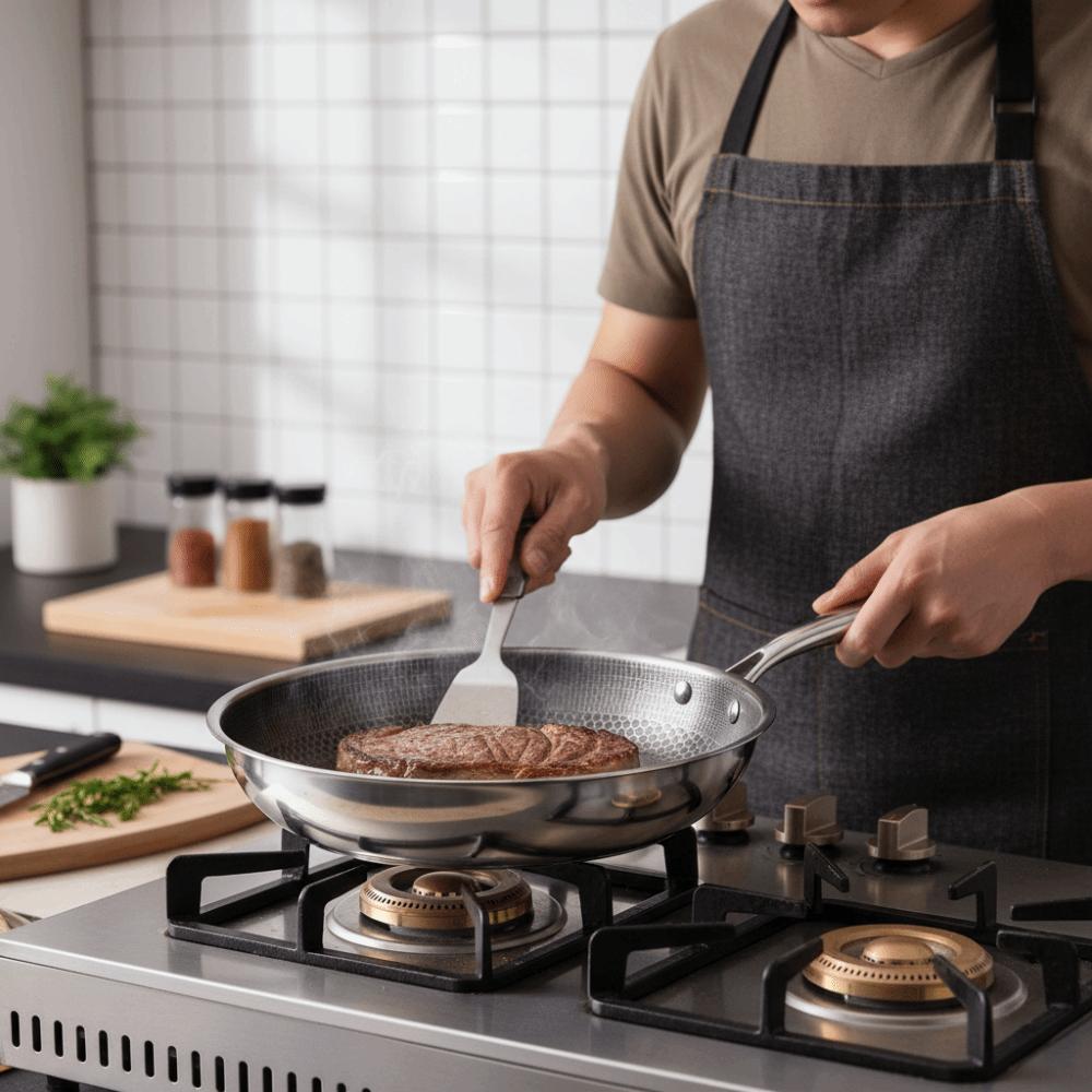 Durable Honeycomb Stir-Fry Pan 26/28/30cm Non Stick Wok Cooking Steak Cookware Induction Cooker