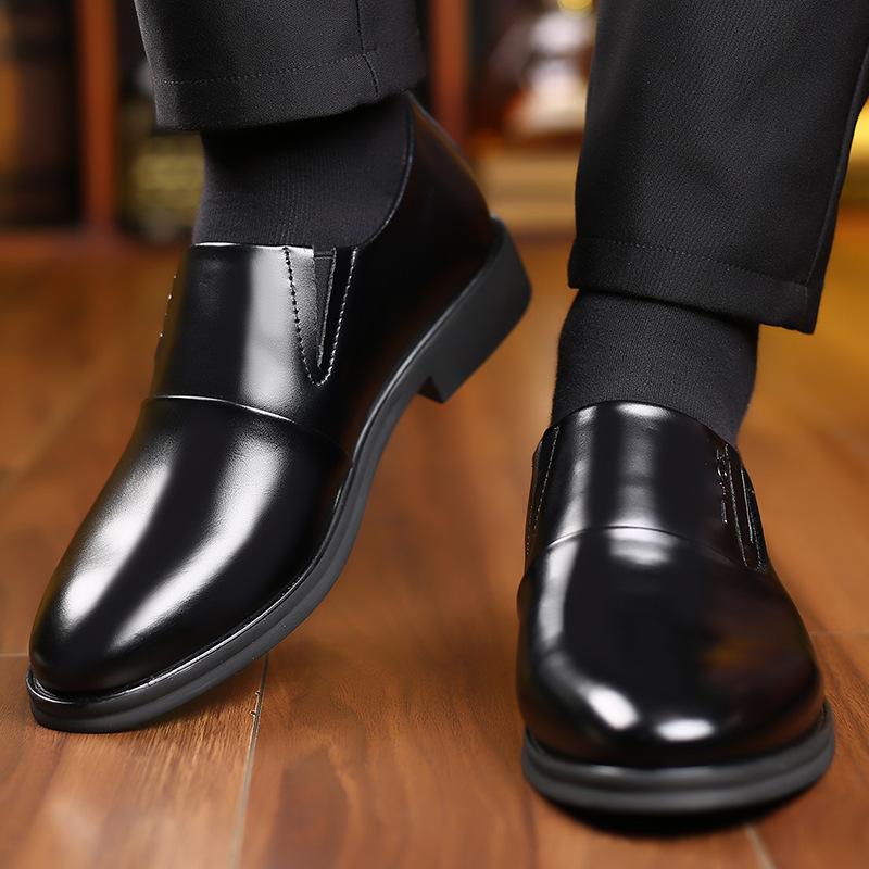 Summer New Leather Leather Shoes Business Dress Casual Shoes Cowhide Slip-on Shoes Men All-match Wedding Shoes