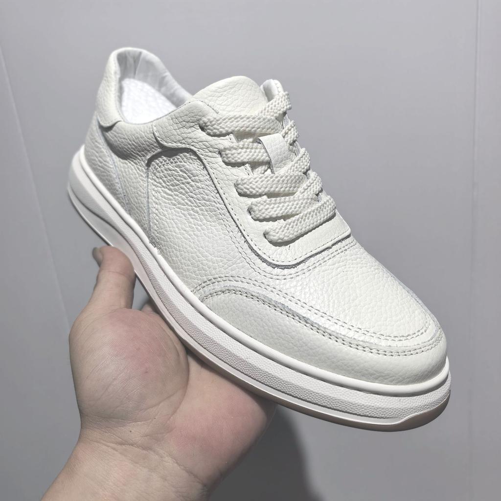 Top Layer Cowhide 2025 Autumn New Men's Casual Shoes Genuine Leather Breathable Men's White Shoes Trendy Men's Shoes
