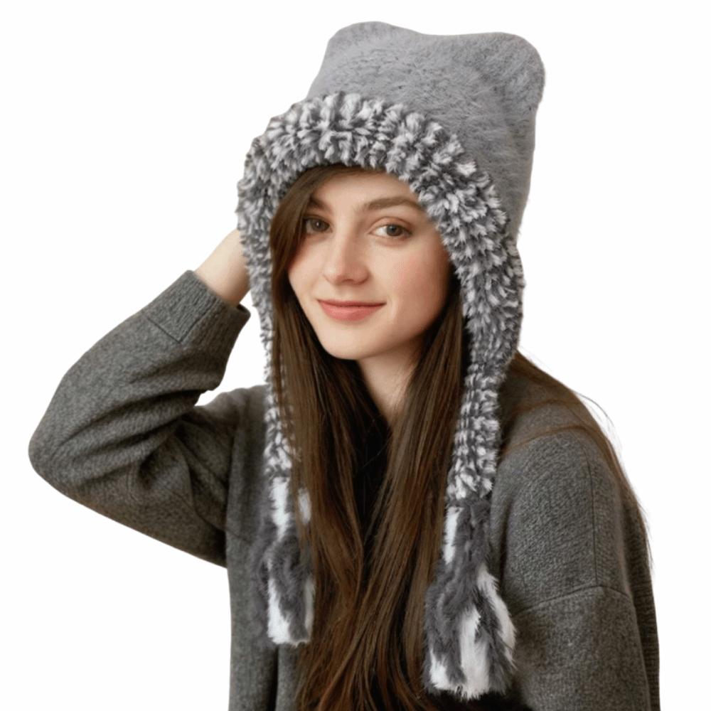 

Шапка с защитой ушей в корейском стиле, мягкая утолщенная шапка-бини, модные зимние шапки-пуловеры, для пеших прогулок серый