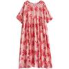 Krátký rukáv Plus size Bavlněné vintage květinové nové šaty pro ženy ležérní volné dlouhé letní šaty