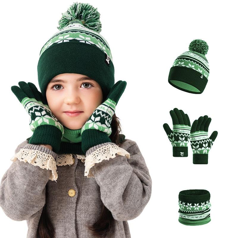 Children's Hat Scarf Set in Stock, Thickened Warm Woolen Hat Set, Children's Knitted Hat Set