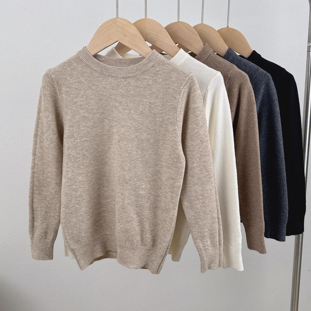 Autumn & Winter Children's Round Neck Fluffy Knit Sweater Base Layer