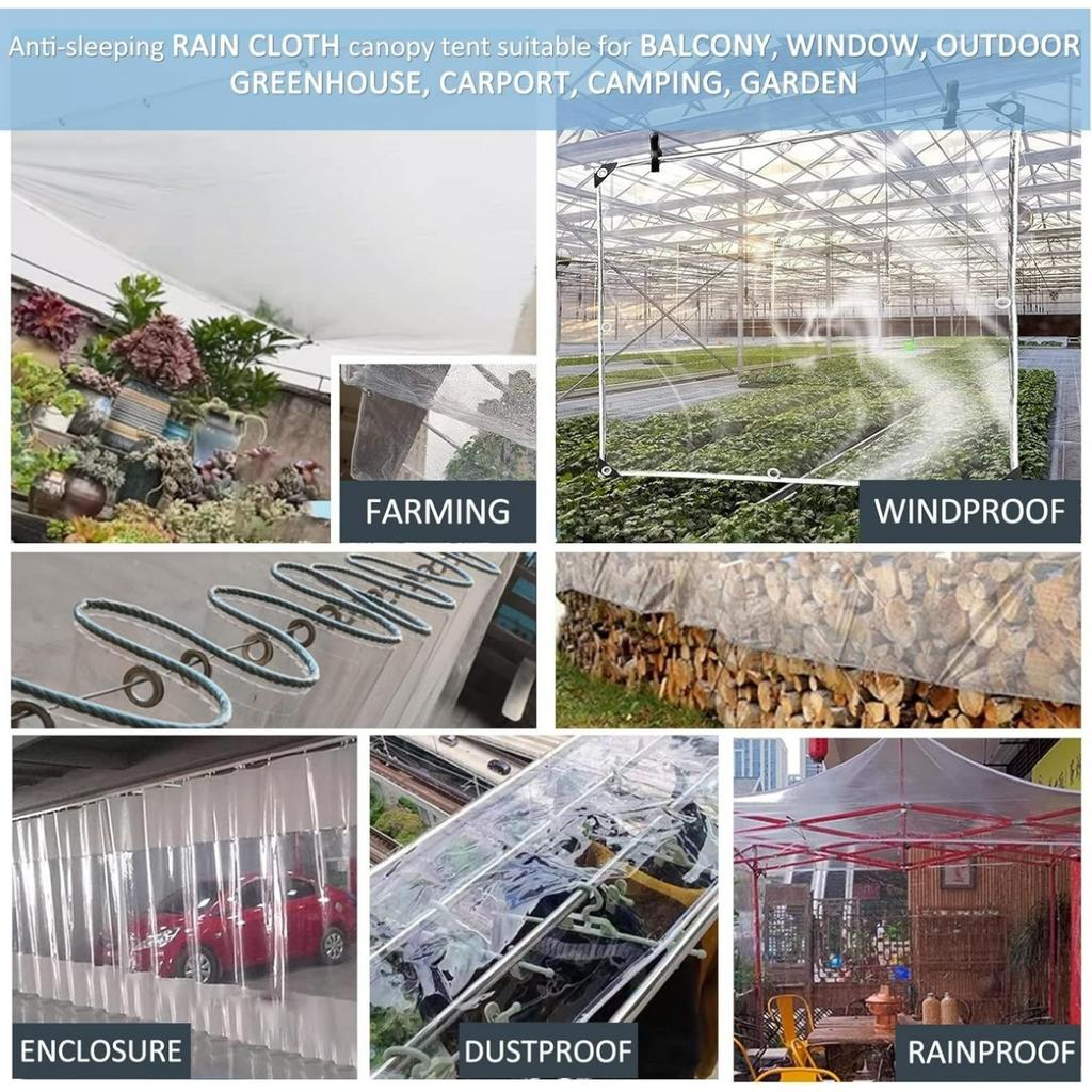 Clear Waterproof Cover Tarp 1.8m 2.4m 3m 4m Transparent Tarpaulin Waterproof PVC Vinyl Tarps Plants Dustproof Sheet for Garden Furniture