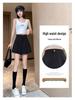 Women's High Waist Pleated A-Line Wide-Leg Shorts - Large Size, Black, Summer Versatile Skirt-Style Pants