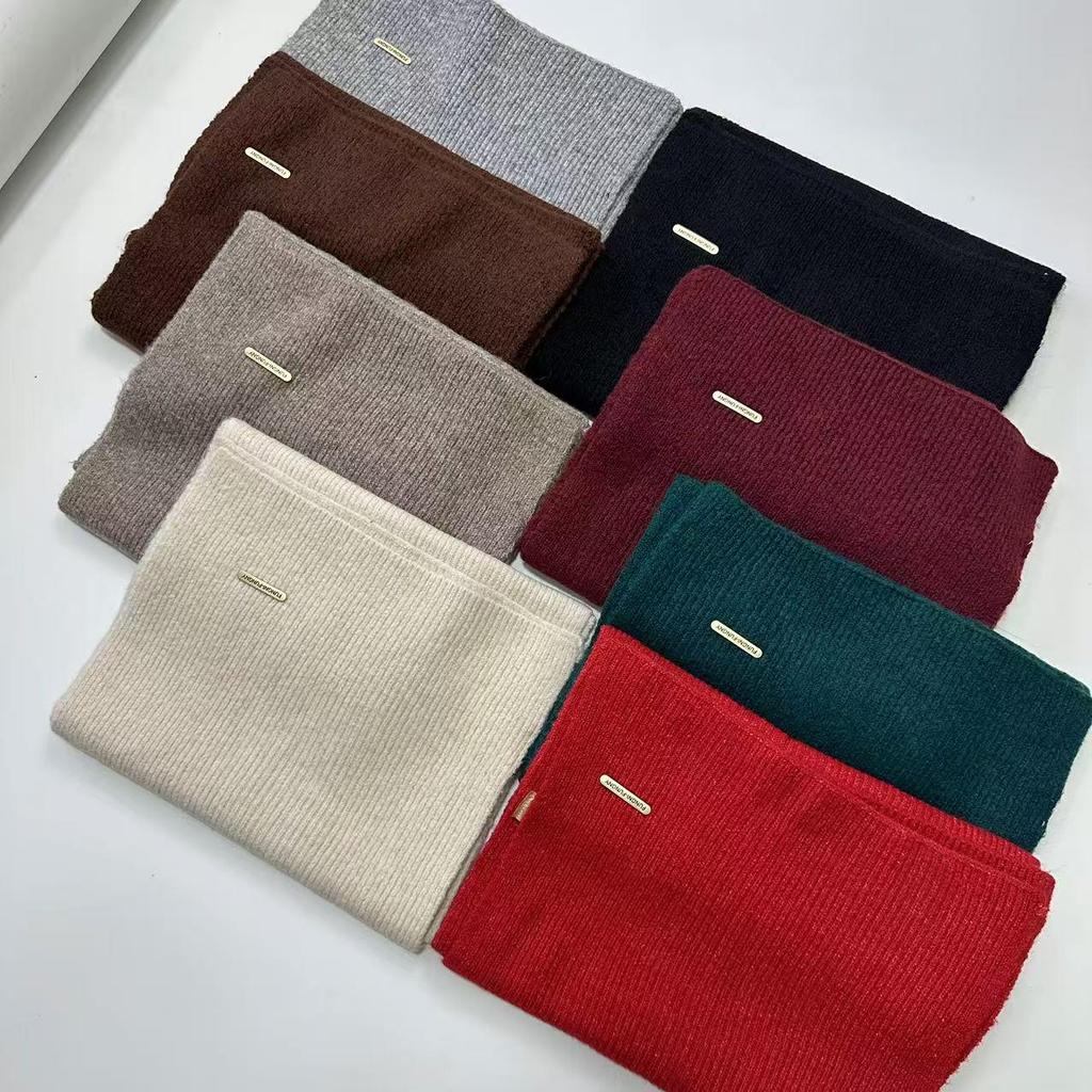 2025 Wool Knit Solid Color Snood: Versatile Korean-Style Scarf for Winter - High-End Gift for Women & Men