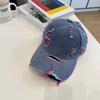 Retro einfarbige Denim-Baseballkappe personalisierte Mode Loch do old Kappe trendige Herren- und Damen-Street-Hip-Hop-Sonnenhut