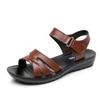 Soft Leather Mother Sandals Comfortable Soft Sole Middle-aged and Elderly Women's Sandals Flat Non-slip Elderly Sandals Women's Summer Grandma Shoes