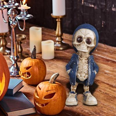 Cartoon Halloween Skeleton Figurine Statue Photography Props Resin Sculpture for