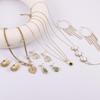 Exquisite Pearl Tassel Titanium Steel Necklace & Earrings Set with Geometric Fan and Apricot Leaf Design