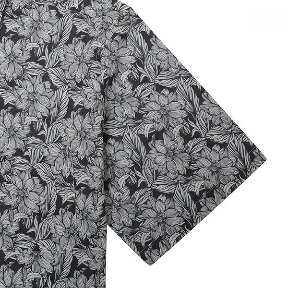 RENOMA Black Flower Print Short Sleeve Shirt [rpusg1274 Bk]