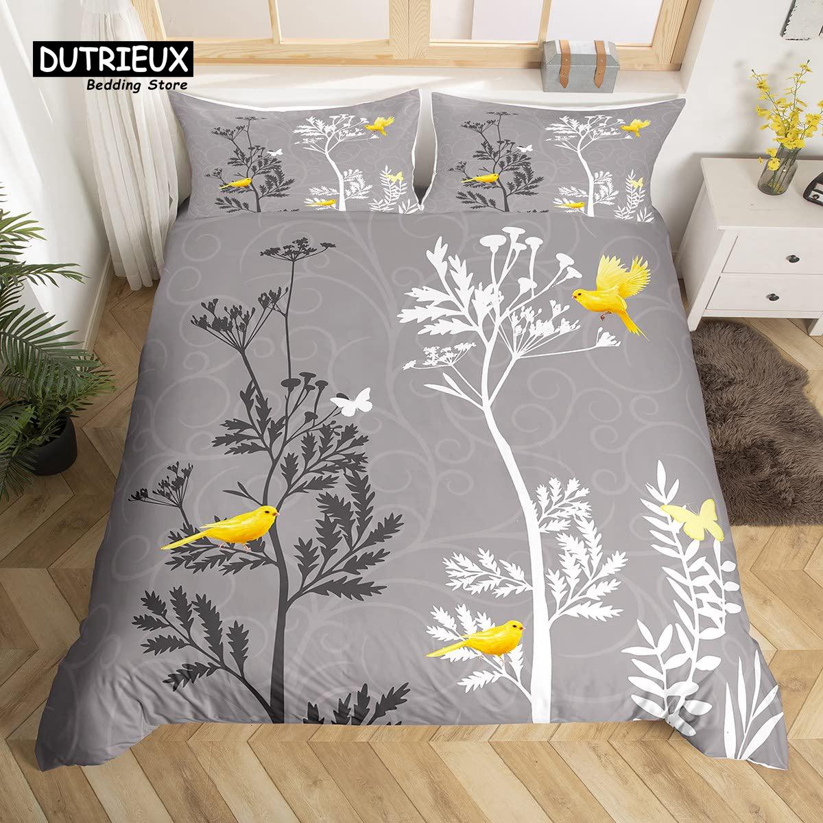 

Прекрасный комплект пододеяльника с птицами размера кинг, весенний, цветочный, с бабочками, комплект постельного белья из микрофибры, акварельный, садовый, с цветами, чехол для одеяла EU single(135x200cm)