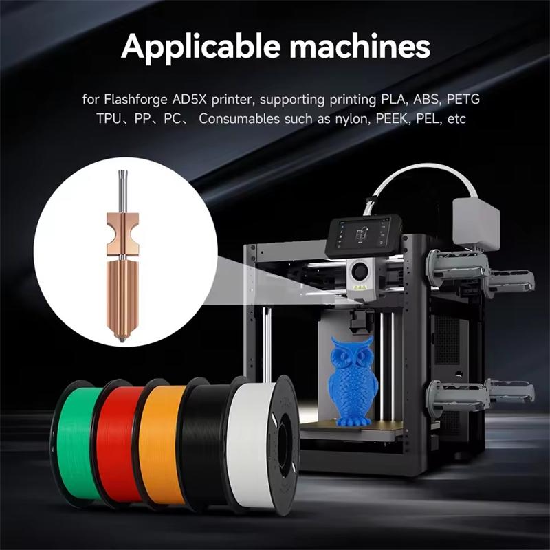 For Flashforge AD5X Nozzle Upgrade Detachable 0.4 0.6 0.25 0.8mm for Flashforge AD5X Hotend Extruder Quick Release Heater Block