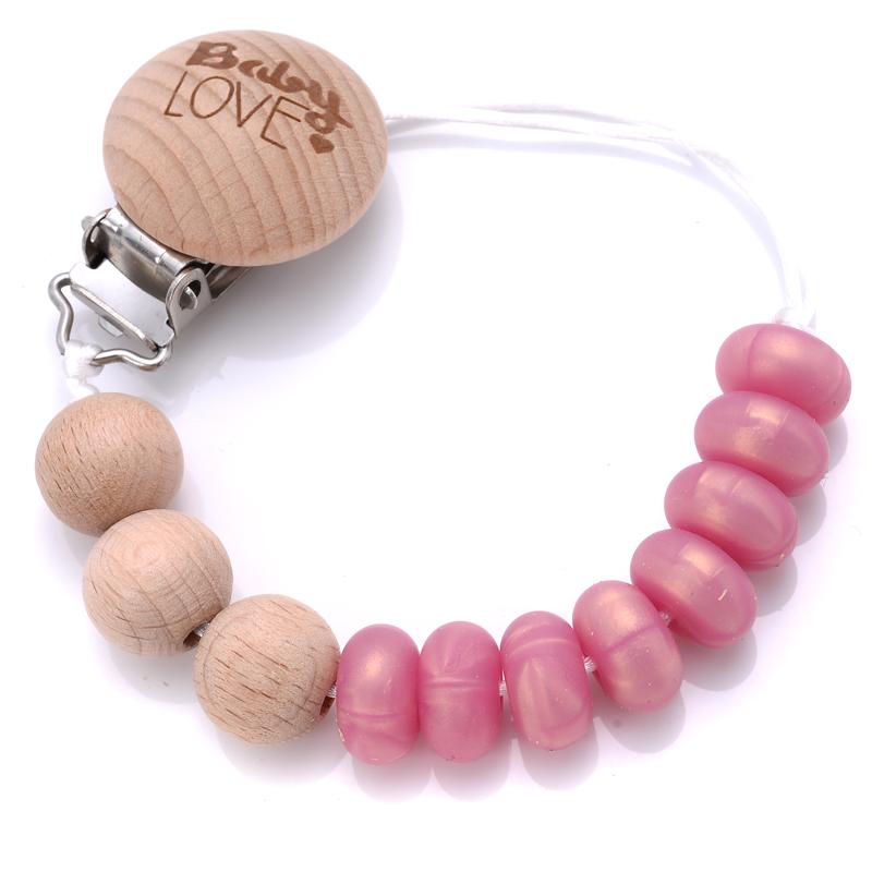 Baby Teether Pacifier Chain Silicone Wood Beads Pacifier Clips Infant Nipple Appease Soother Chain Clip Dummy Holder Nipple Clip