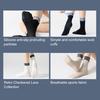 1 Pair Yoga Socks with Non-slip Gripper Double Ruffled Plaid Cuff Mid-calf Socks Women Ballet Dance Pilates Cotton Crew Socks