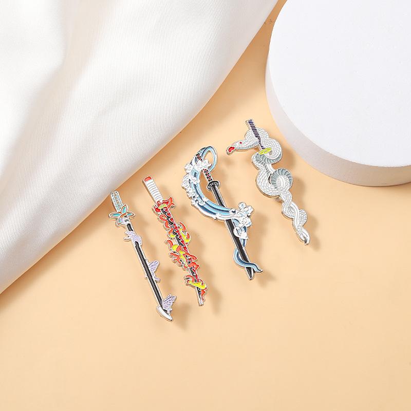 Metal Demon Slayer Pins Kimetsu No Yaiba Katana Badge Shinobu Brooches Tanjirou Sword Enamel Backpack Pin Anime Accessories Gift