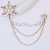 Simple Light Luxury High-End Pearl Brooch, Temperament Fashion Clothes Accessories Fringed Chain Snowflake Brooch