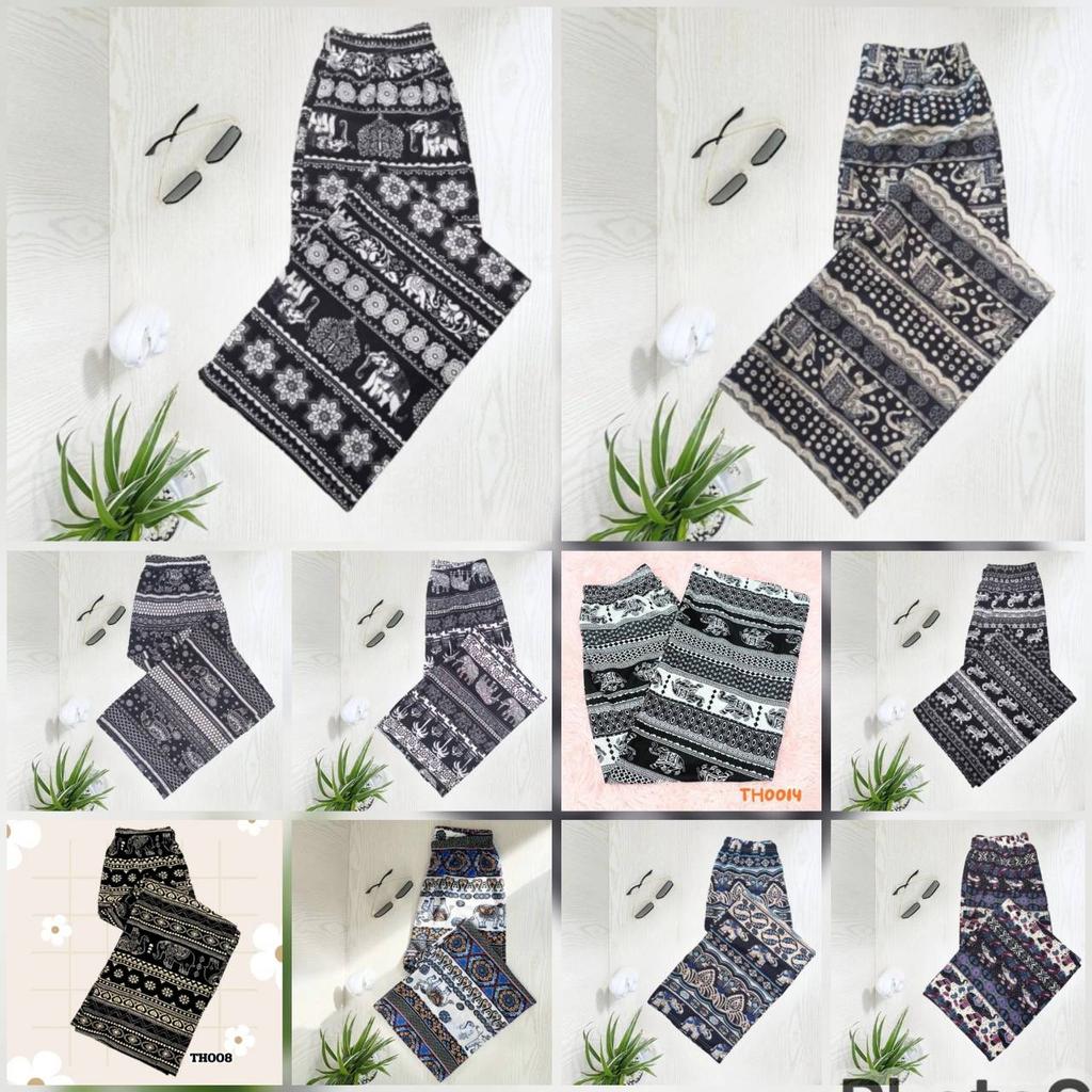 Elephant Pants Adjustable Elastic High Waistband Strap Loose Leg Unisex Man Women Print Thailand Casual Streetwear Beach Bohemian Retro Vintage