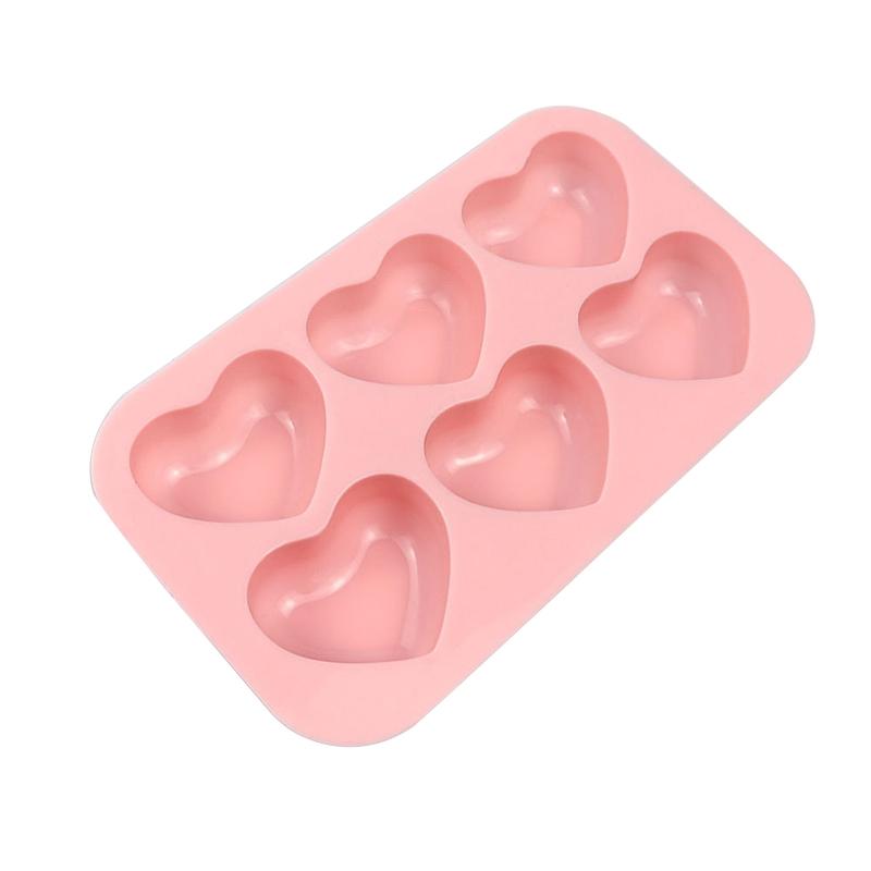 6 Holes Silicone Chocolate Molds Heart Shape Non-Stick Kitchen Baking Pans Fondants Molds for Making Candy Jelly Muffins